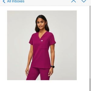 Figs Dark Magenta joggers and one pocket scrub top